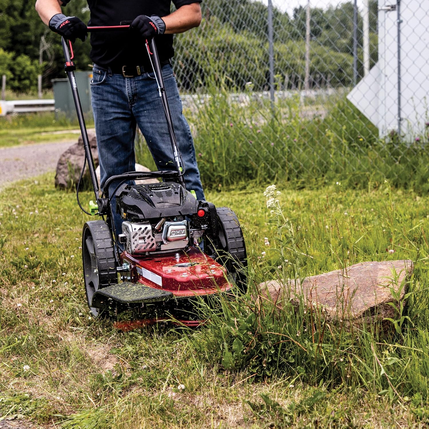 Earthquake Walk Behind String Mower With 160cc Viper 4-Cycle Engine, 22' Cutting Diameter, 14' Never-Go-Flat Wheels, Easy Assembly, Adjustable Handlebar, Model # 40314
