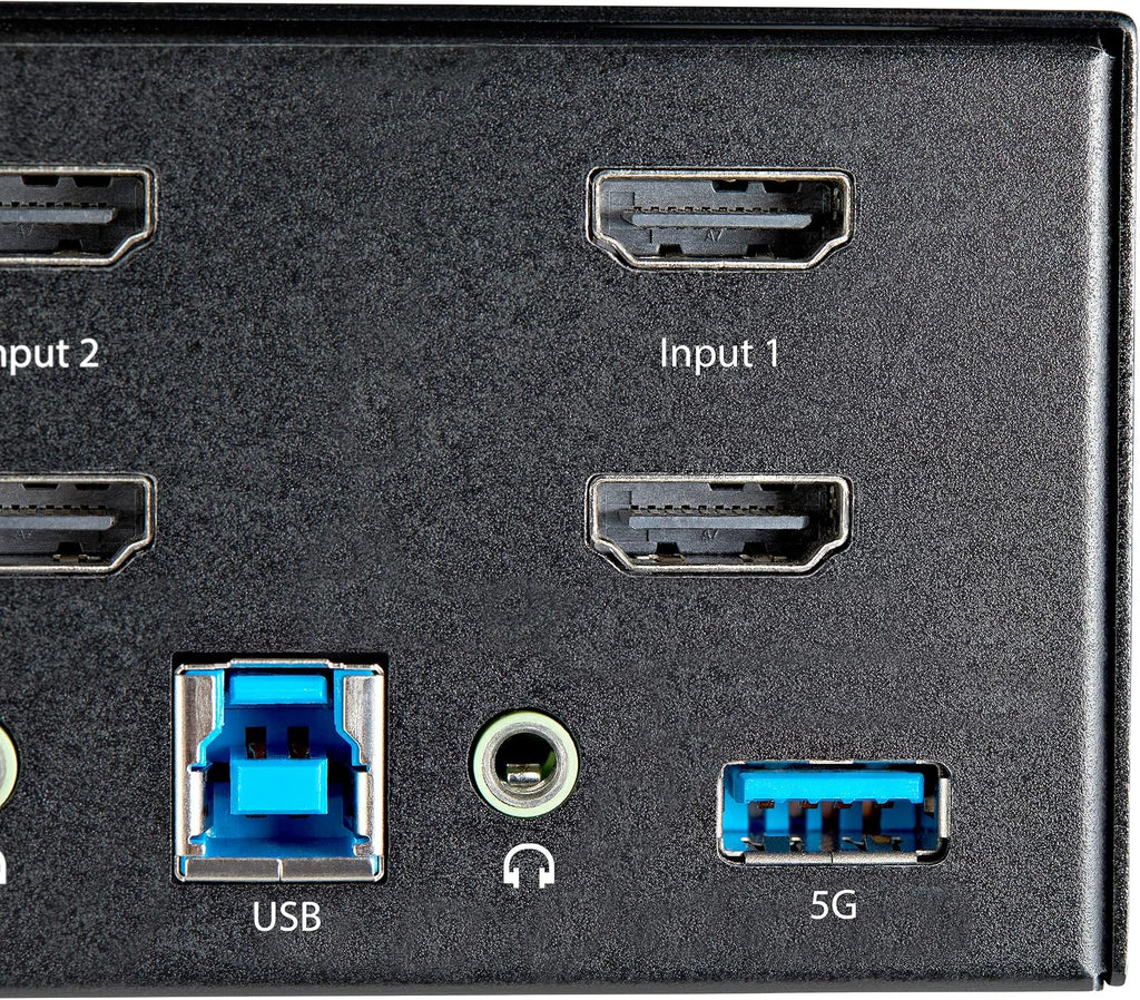StarTech.com 2 Port Dual Monitor HDMI KVM Switch - 4K 60Hz Ultra HD HDR - Desktop 4K HDMI 2.0 KVM Switch with 2 Port USB 3.0 Hub (5Gbps) & 4X USB 2.0 HID, Audio - Hotkey Switching - TAA